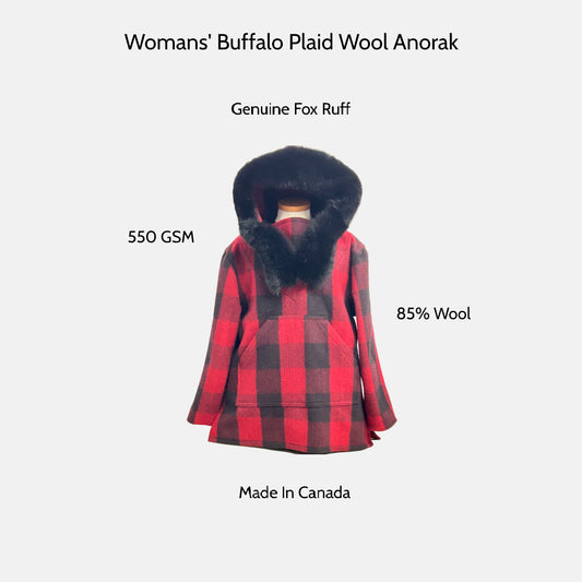 Womans' Buffalo Plaid Wool Anorak